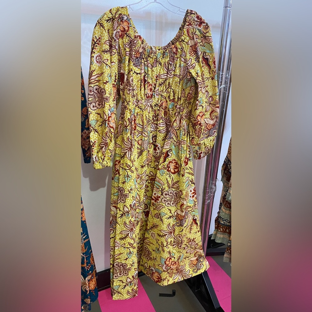 Ulla Johnson midi floral Helena dress with sleeves